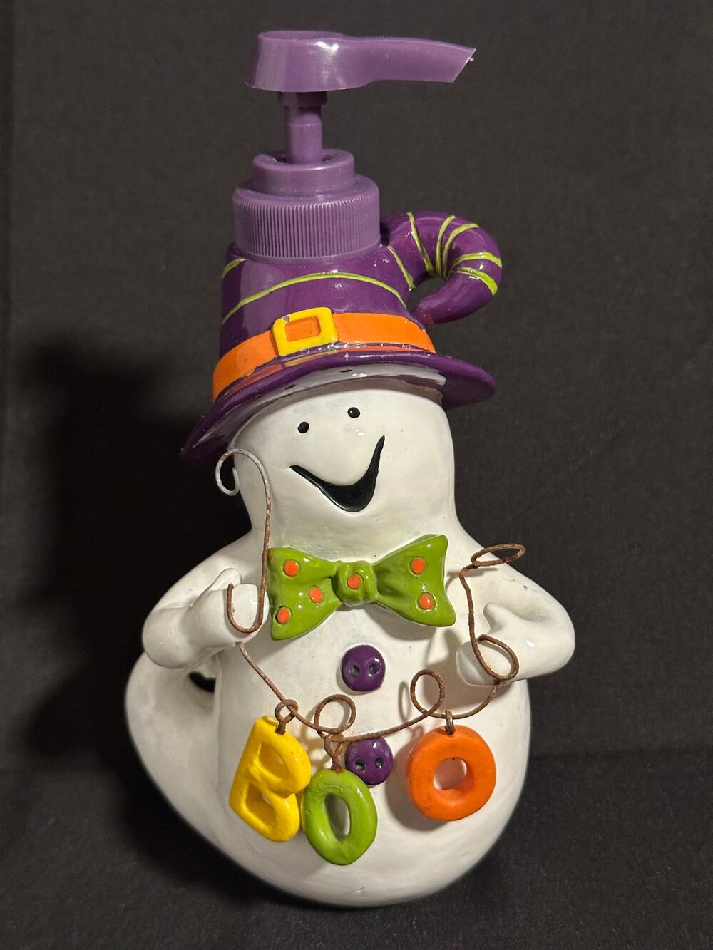 Halloween Ghost Soap Dispenser Witch Hat BOO Ceramic Lotion Pump Spooky Decor